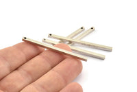 Silver Necklace Bar, 6 Antique Silver Plated Brass Pendants With 1 Hole (2.5x2.5x50mm) D0239