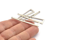 Silver Triangle Charm, 12 Antique Silver Plated Brass Triangle Charms With 1 Hole, Findings (50x11x0.80mm) A1478