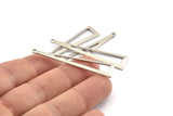 Silver Triangle Charm, 12 Antique Silver Plated Brass Triangle Charms With 1 Hole, Findings (50x11x0.80mm) A1478