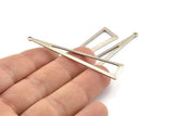 Silver Triangle Charm, 6 Antique Silver Plated Brass Triangle Charms With 1 Hole, Findings (60x13x0.80mm) A1482