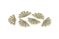 Silver Peacock Charm, 20 Antique Silver Plated Brass Peacock Charms With 1 Hole (22mm) Brs 464 A0204