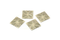 Silver Square Charm, 20 Textured Antique Silver Plated Brass Square Charms With 1 Hole (13x13mm) Brs 433 A0100