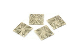 Silver Square Charm, 20 Textured Antique Silver Plated Brass Square Charms With 1 Hole (13x13mm) Brs 433 A0100