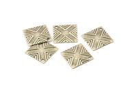 Silver Square Charm, 20 Textured Antique Silver Plated Brass Square Charms With 1 Hole (13x13mm) Brs 433 A0100