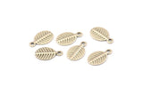Silver Leaf Charm, 50 Antique Silver Plated Brass Leaf Charms With 1 Loop (10.5x6.5mm) A0155