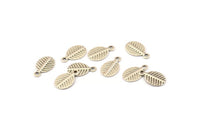 Silver Leaf Charm, 50 Antique Silver Plated Brass Leaf Charms With 1 Loop (10.5x6.5mm) A0155