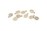 Silver Leaf Charm, 50 Antique Silver Plated Brass Leaf Charms With 1 Loop (10.5x6.5mm) A0155