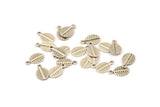 Silver Leaf Charm, 50 Antique Silver Plated Brass Leaf Charms With 1 Loop (10.5x6.5mm) A0155