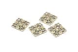 Silver Square Charm, 20 Antique Silver Plated Brass Square Filigree Charms, Findings (15mm) Brs 414 A0273