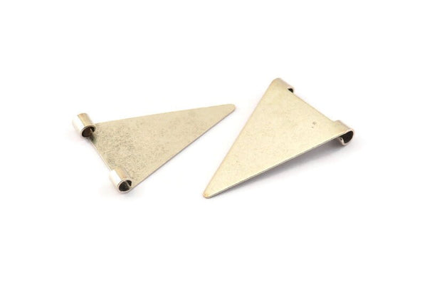 Silver Triangle Charm, 12 Antique Silver Plated Brass Triangle Charms With 2 Holes (17x25mm) Brs 3998 A0407