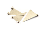 Silver Triangle Charm, 12 Antique Silver Plated Brass Triangle Charms With 2 Holes (17x25mm) Brs 3998 A0407