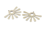 Silver Sun Charm, 4 Antique Silver Plated Brass Sunshine Pendants With 1 Loop, Findings (44x32x0.80mm) A1475