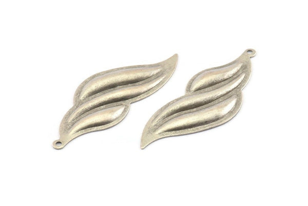 Silver Irregular Charm, 6 Antique Silver Plated Brass Irregular Charms With 1 Hole, Earrings (43x16x1.5mm) A1369