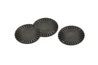 Black Sun Connector, 10 Oxidized Black Brass Round With 2 Holes Connectors (25mm) A0103 H1388