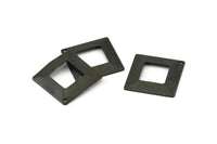 Black Square Charm, 12 Oxidized Black Brass Square Middle Hole Pyramid Charms With 1 Hole, (20x20mm) Brs 670 A0027