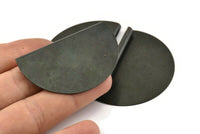 Black Pendant, 2 Oxidized Black Brass Semi Circle Blanks (52x33x0.40mm) B0305 H1362