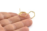 Gold Hexagon Earring, 6 Gold Plated Brass Hexagon Stud Earrings (14mm) BS 1222 A1123 Q1017