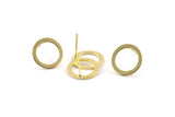 Gold Circle Earring, 4 Gold Plated Brass Circle Stud Earrings (14x0.90mm) D1581 A1382 Q1033