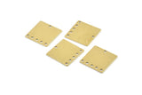 Brass Square Charm, 24 Raw Brass Square Charms With 6 Holes, Connectors (16x0.45mm) A1716