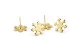 Gold Snowflake Earring, 4 Gold Plated Brass Snowflake Stud Earrings (14x1mm) D0600 A1163 Q0672