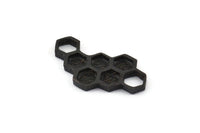 Siyah Petek Charm, 2 Oksitlenmiş Siyah Pirinç Petek Kolye, Charmlar, Bulgular (33x18x2,4 mm) U114