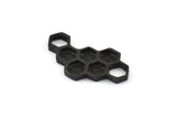Siyah Petek Charm, 2 Oksitlenmiş Siyah Pirinç Petek Kolye, Charmlar, Bulgular (33x18x2,4 mm) U114