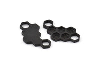 Siyah Petek Charm, 2 Oksitlenmiş Siyah Pirinç Petek Kolye, Charmlar, Bulgular (33x18x2,4 mm) U114