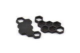 Siyah Petek Charm, 2 Oksitlenmiş Siyah Pirinç Petek Kolye, Charmlar, Bulgular (33x18x2,4 mm) U114