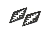 Black Charm, Oxidized Black Brass, Black Diamonds, Black Connectors (51x25x1.2mm) U070