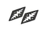 Black Charm, Oxidized Black Brass, Black Diamonds, Black Connectors (51x25x1.2mm) U070