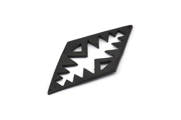 Black Charm, Oxidized Black Brass, Black Diamonds, Black Connectors (51x25x1.2mm) U070