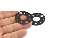 Moon Phases Pendant, Oxidized Black Brass Circle Pendants, Earring Findings (34x1mm) U113