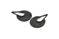 Black Drop Charm, 2 Hammered Oxidized Black Brass Drop Pendant With 2 Holes (41x28x0.6mm) U079 H1387