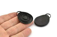 Black Charm, Oxidized Black Brass, Black Pendants, Charm Pendants - Pad Size 11mm (38x29x2.5mm) U065