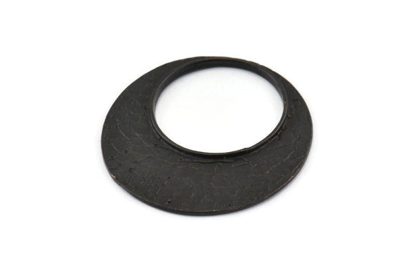 Black Charm,  Hammered Charm, Oxidized Black Brass, Black Round, Hammered Circle Charm (40mm) U128