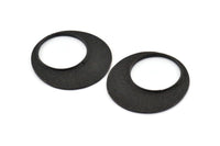 Black Charm,  Hammered Charm, Oxidized Black Brass, Black Round, Hammered Circle Charm (40mm) U128