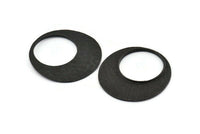 Black Charm,  Hammered Charm, Oxidized Black Brass, Black Round, Hammered Circle Charm (40mm) U128