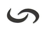 Siyah Ay Tılsımı, 2 Halkalı 2 Çekiçlenmiş Oksitlenmiş Siyah Pirinç Hilal Kolye (41x9x1mm) U074