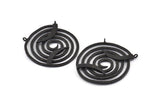 Spiral Japanese Pendant, Oxidized Black Brass Spiral Pendants With 2 Loops (40x1mm) U075