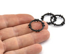 Black Circle Connectors, 3 Textured Oxidized Black Brass Circle Connectors (20x4x2mm) U096