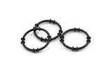 Black Circle Connectors, 4 Textured Oxidized Black Brass Circle Connectors (26x4x2mm) U095