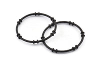 Black Circle Connector, 2 Textured Oxidized Black Brass Circle Connectors (41x4x2mm) U094 Q0476