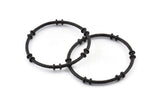 Black Circle Connector, 2 Textured Oxidized Black Brass Circle Connectors (41x4x2mm) U094 Q0476