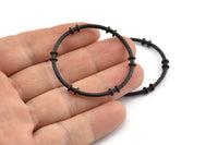 Black Circle Connector, 2 Textured Oxidized Black Brass Circle Connectors (41x4x2mm) U094 Q0476
