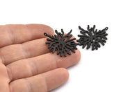Black Coral Pendant, 2 Oxidized Black Brass Coral Pendants With 2 Loops (28x29x1.5mm) U066