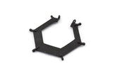 Black Hexagon Pendant, 2 Hammered Oxidized Black Brass Hexagon Pendants With 6 Loops (44x40x7.5x1mm) U071