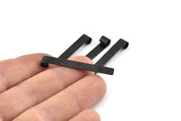 Black Charm, 12 Oxidized Black Brass Rectangle Findings (42x5x0.40mm) B0275 S330