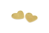 Brass Heart Charm, 12 Raw Brass Heart Charms With 1 Hole (16x14x1mm) M850