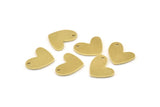 Brass Heart Charm, 12 Raw Brass Heart Charms With 1 Hole (14x11x1mm) M855