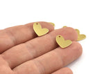 Brass Heart Charm, 12 Raw Brass Heart Charms With 1 Hole (14x11x1mm) M855